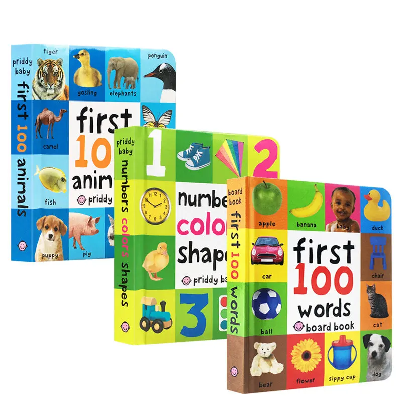 

3 Pcs First 100 Words Original English Picture Board Book for Kids