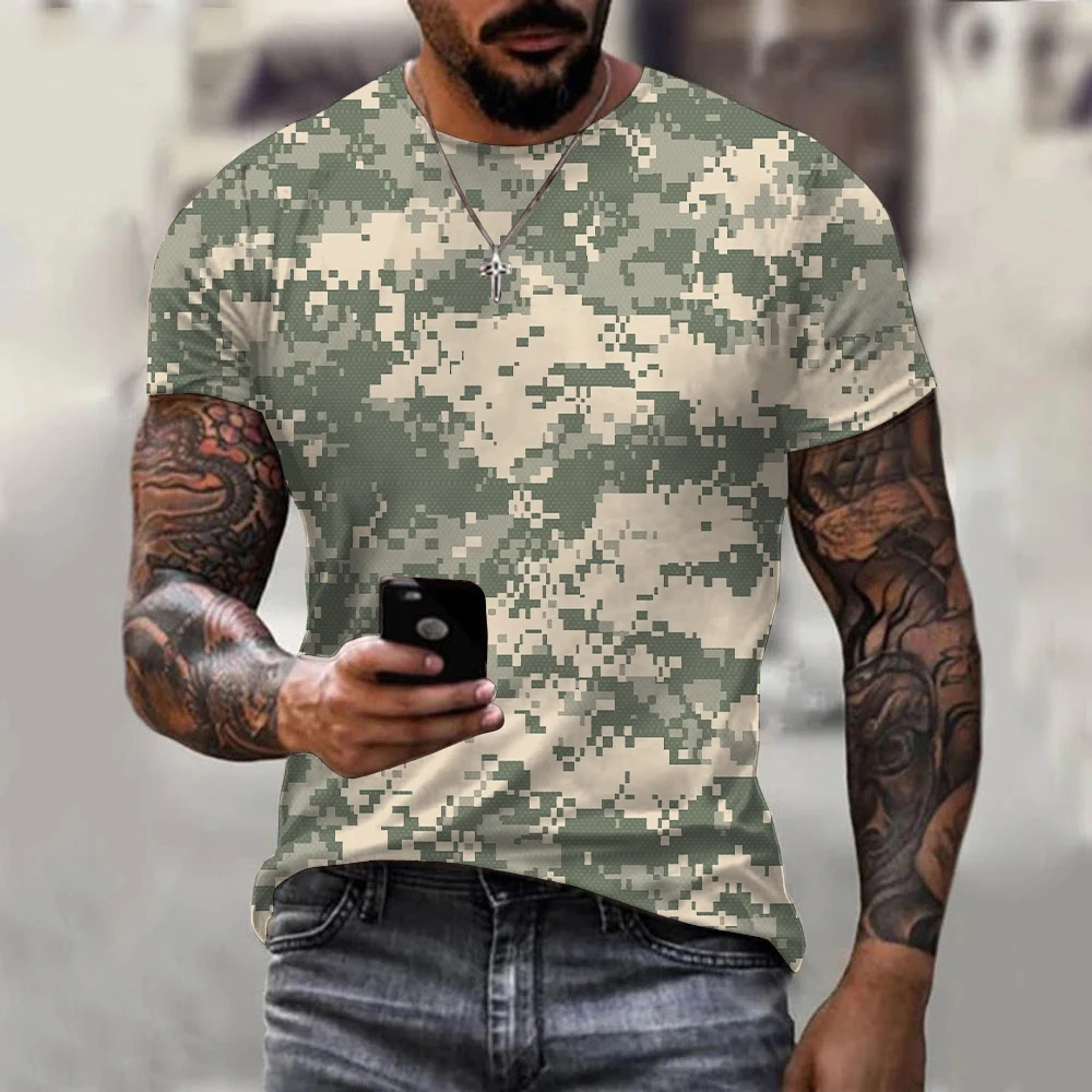 

3D Camouflage T-shirt Summer Unisex Street Large Sports Military T-shirt Outdoor Leisure Fashion Crew Neck Short Sleeve