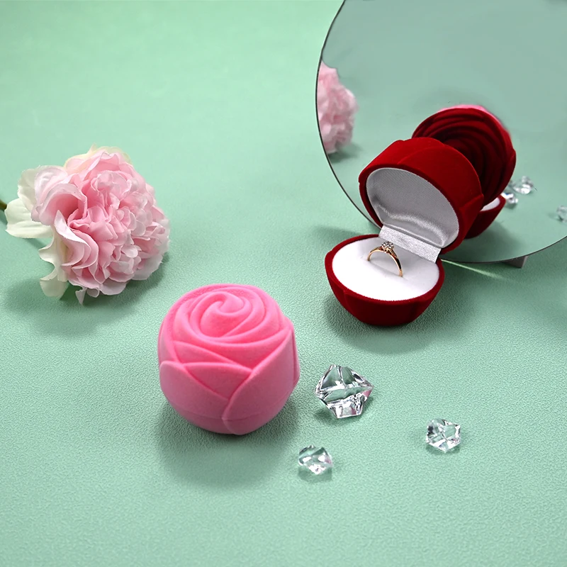 

1 Piece Rose Velvet Ring Jewelry Box Jewelry Cartoon Velvet Box Jewelry Organizer Gift For Wedding Box Storage Box