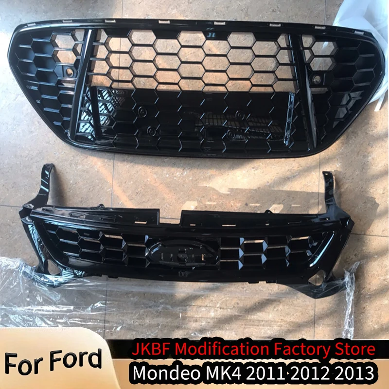 Фото Для Ford Mondeo MK4 2011 2012 2013, передний бампер автомобиля, верхняя нижняя сотовая решетка, сменная решетка, комплекты кузова, аксессуары для тюнинга №1