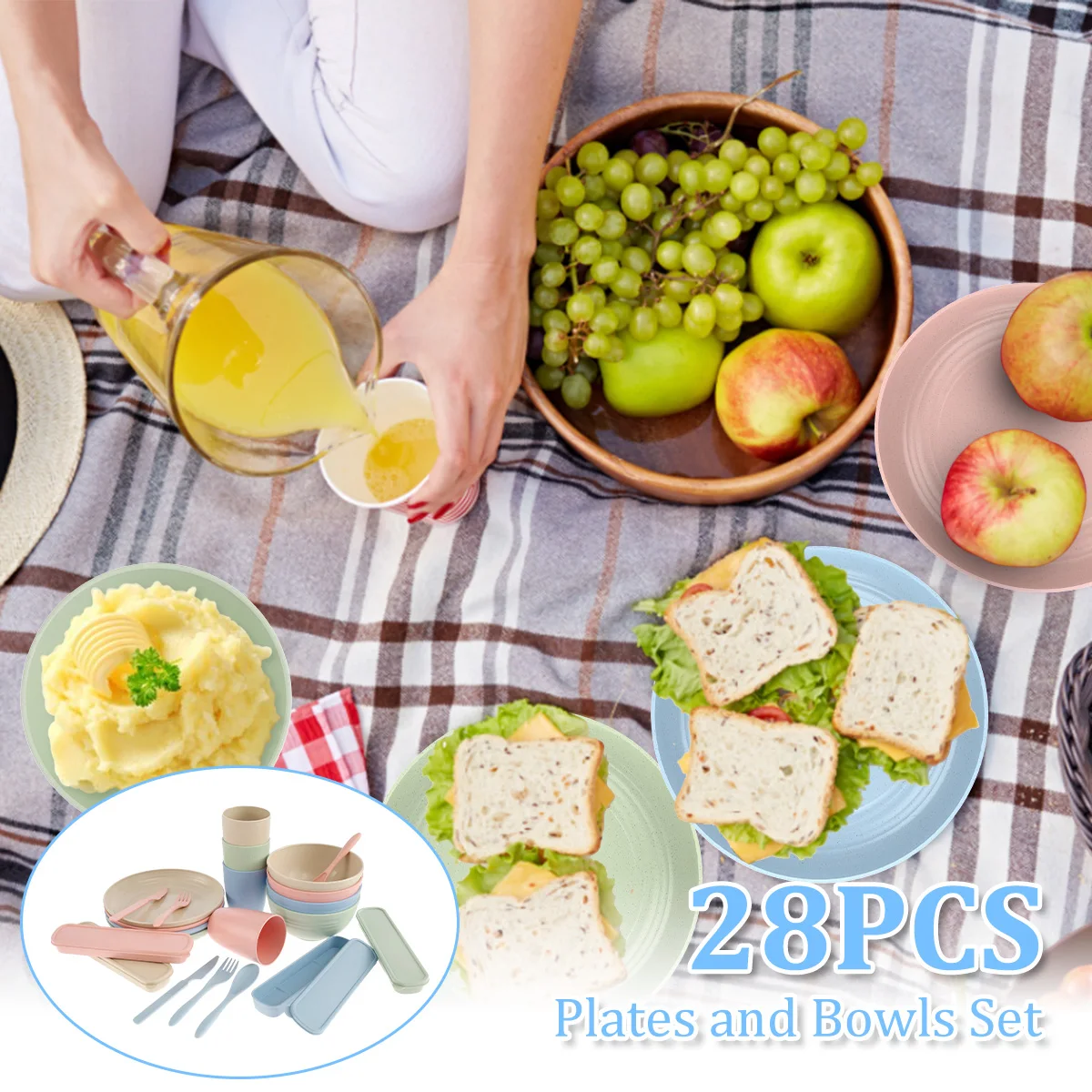 

28 шт., набор посуды, многоразовые пластиковые тарелки и миски