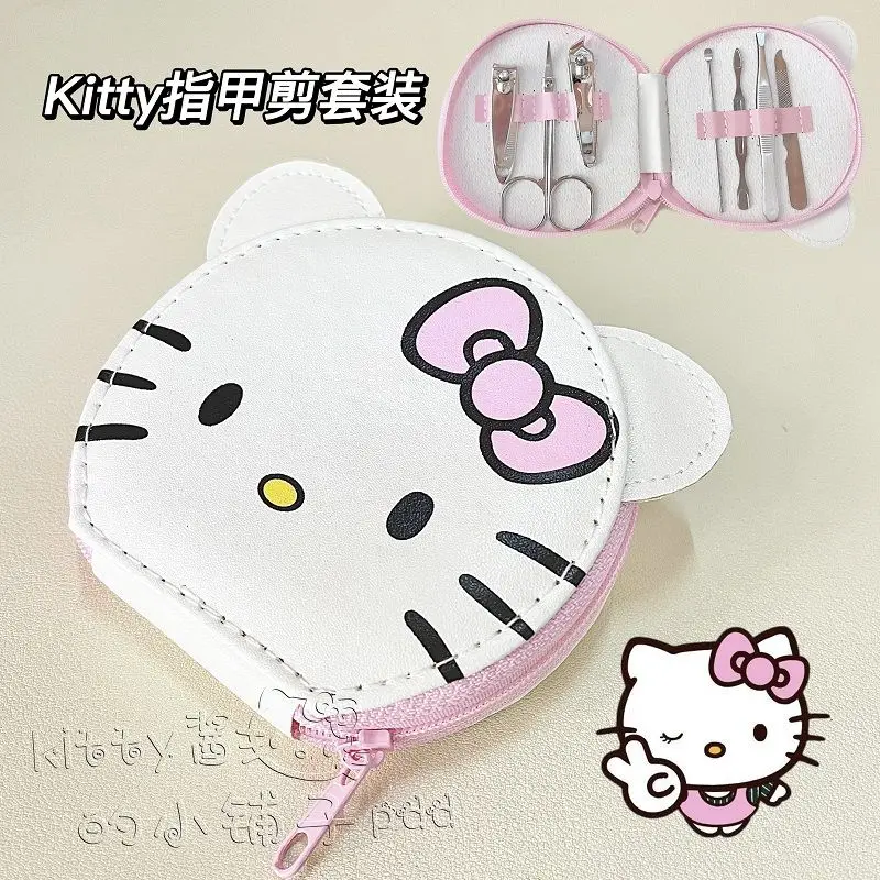 

Hello Kitty Nail Clippers Set Cartoon Cute Girl Scissors Tools Sanrio Home Manicure Implement Student Household Products