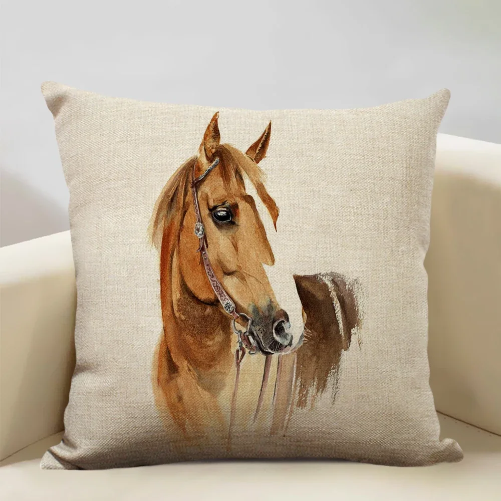 

Акварель животное лошадь курица ящерица корова антилопа декоративная наволочка 45x45 см льняная наволочка для дивана домашний декор