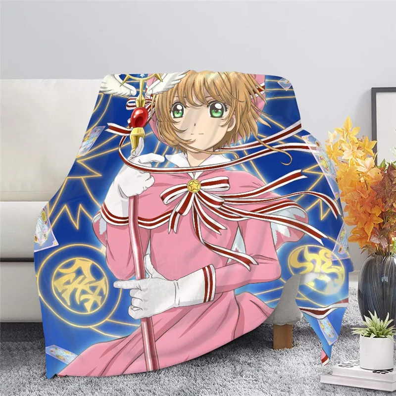 

Anime Winter Blankets Cardcaptor Sakura Printing Throw Blanket Soft Plush Sofa Cover Quilt Teenager Girls Fashion Bedspreads