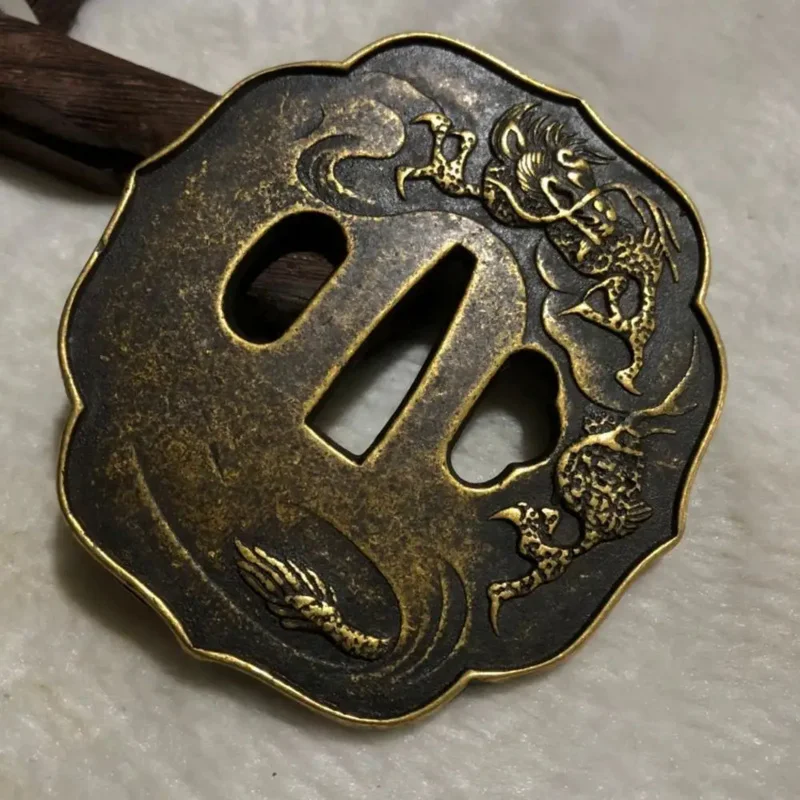 Китайская антикварная статуя единорога медная рукоятка домашняя фотография