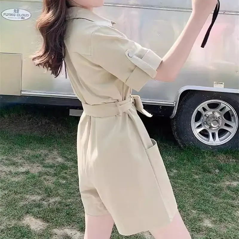 Женский прямой комбинезон в западном стиле тонкий облегающий французском