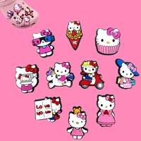 10pcs hello kitty crocs charms kawaii shoes ornaments cute anime decorations diy material sandals accessories manual girls gifts