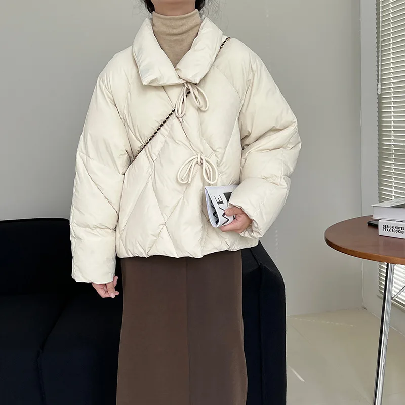 Down jacket bow knot winter 90 white duck down