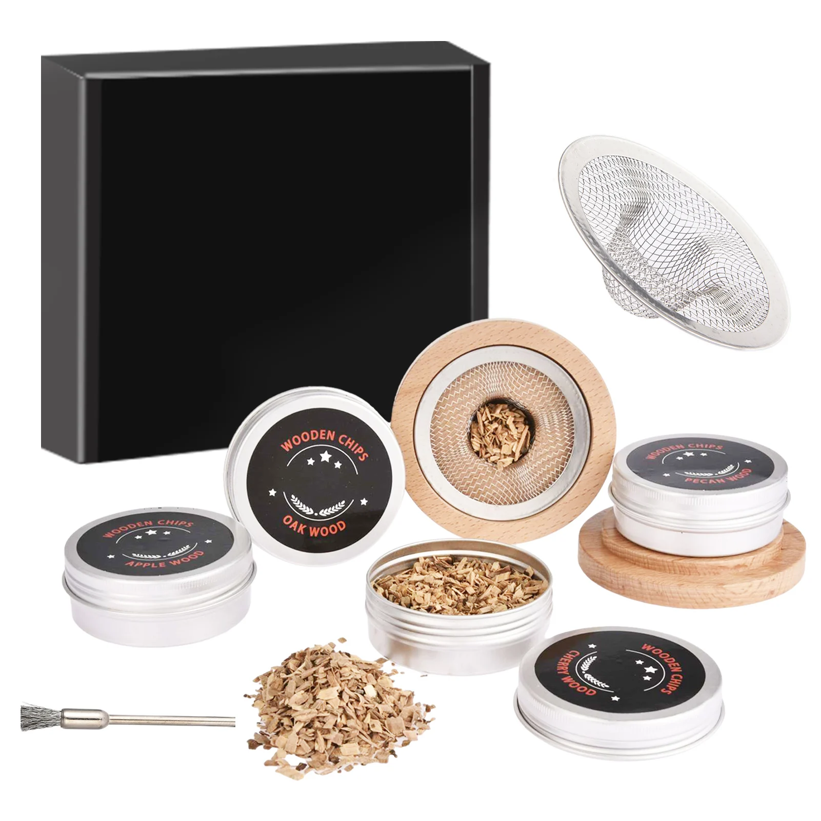 

Cocktail Smoker Smoked Cocktail Kit with Wood Chips Smoke Infuser for Cocktails Wine Whiskey Cheese Meat Coffee Salt Father Gift