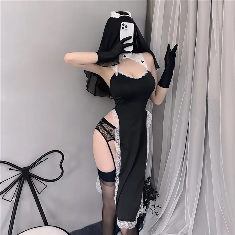 

Fancy Underwear Uncensored Lady Dress Nightwear Sexy Lingerie For Women Open Body Nun Dress Role Play Cosplay Seduction Passion