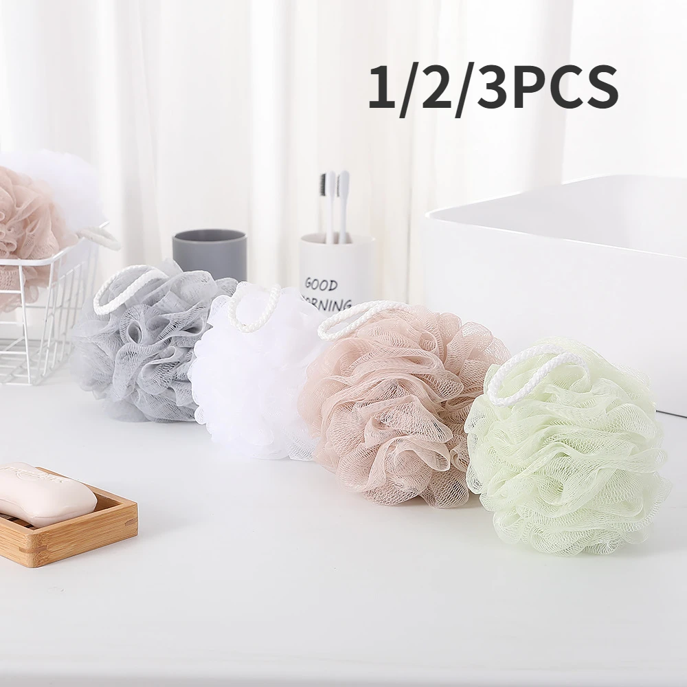 

45g Bath Ball High Quality Large Solid Color Site Bathtubs Bath Flower Towel Body Brush Cleaning Mesh Shower Wash Sponge Brush