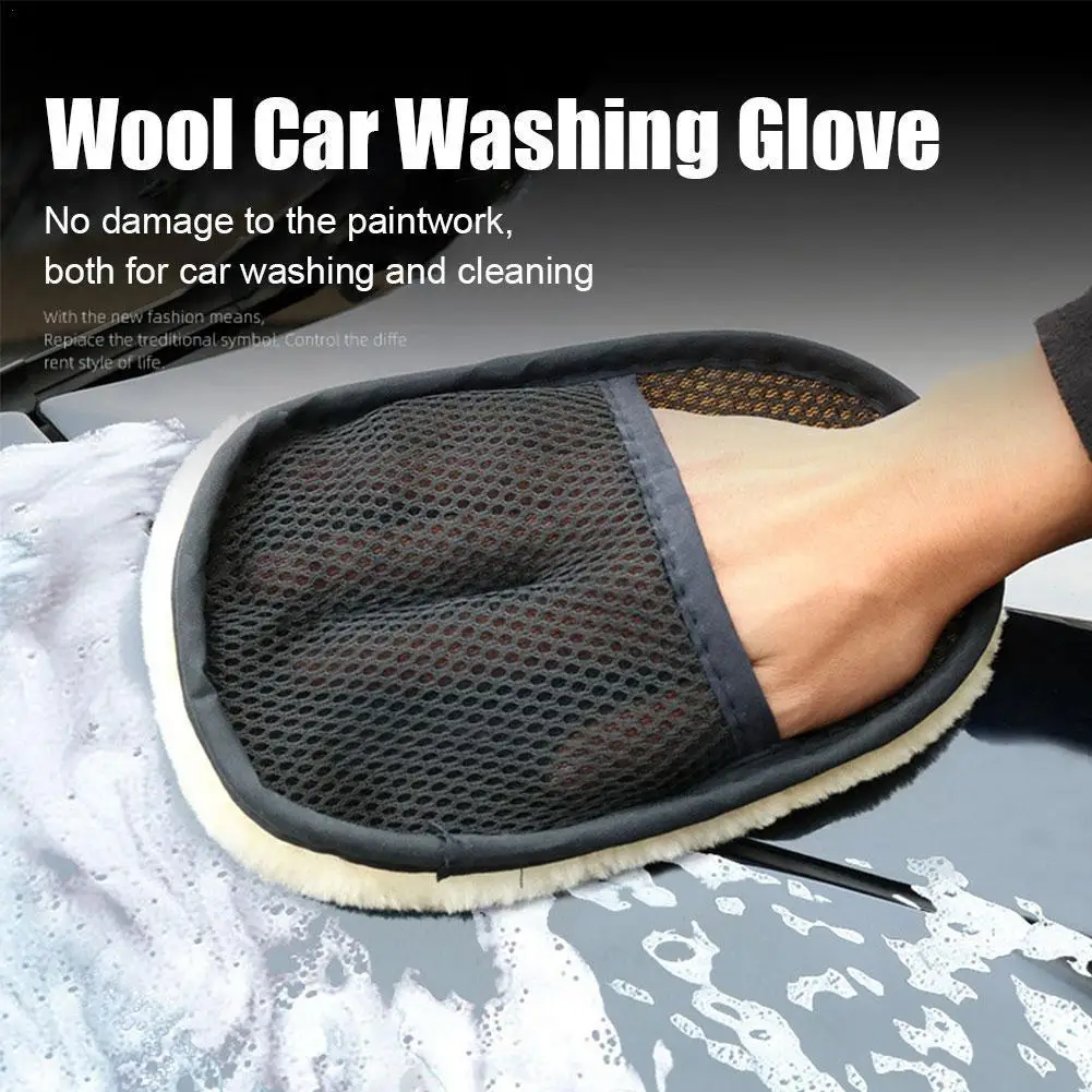 

1Pcs Wool Soft Car Wash Gloves Car Cleaning Brush Motorcycle Care Cloth Automotive Cleaning Car Washer Towel Care O6W6