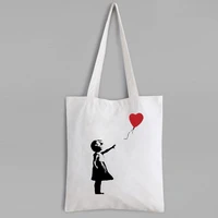 canvas tote bag balloon girl totebag casual custom bags with logo art tote bag print art cute bags reusable