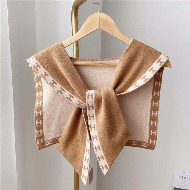 

Spring Summer Knitted Shawl Knot Wear Cervical Scarf Women's Shawl Girls' Shopping Coat Leisure Fashion Beige