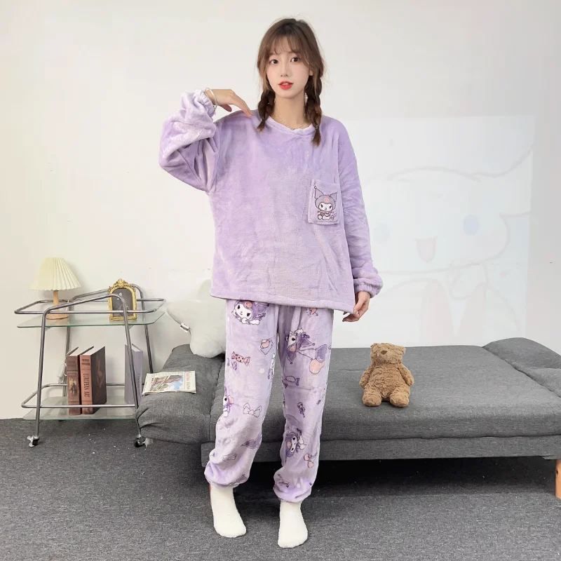 Пижама Pacha Dog Sanrio с круглым вырезом и длинным рукавом Зимний теплый костюм