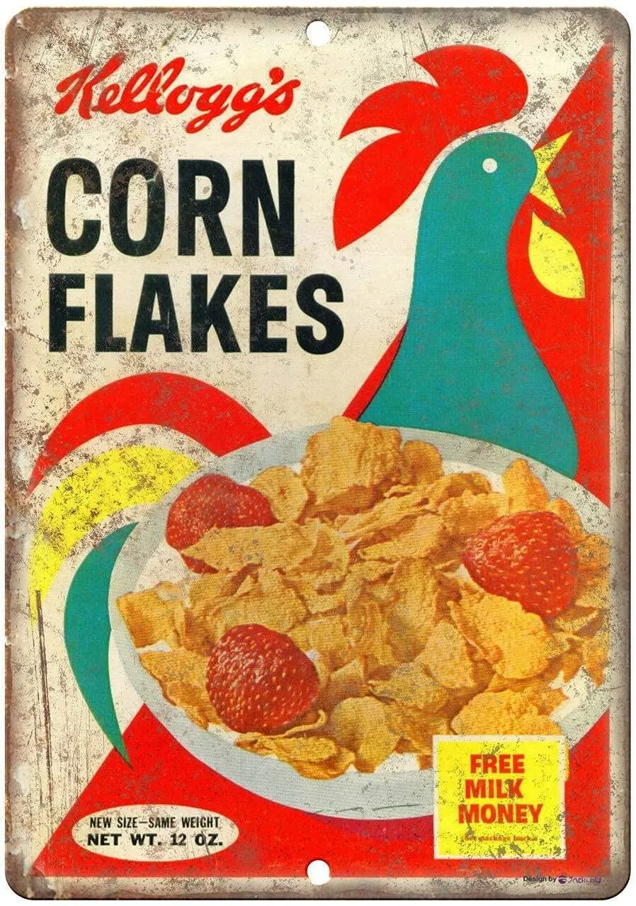 Оловянный постер JIANKUN металлический знак коробка из хлопьев кукурузы Shm Kellogg