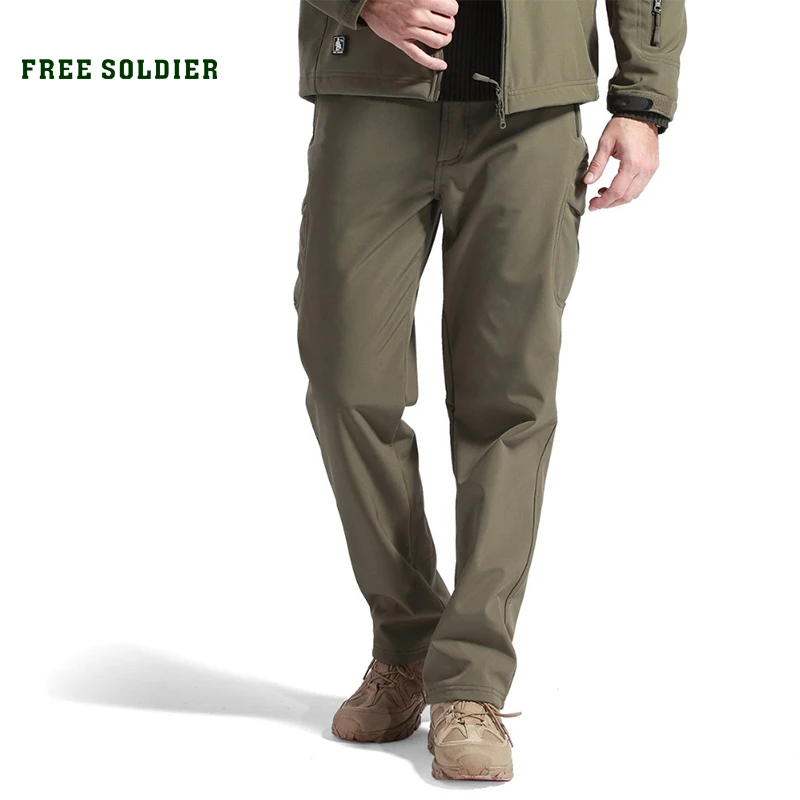 

FREE SOLDIER outdoor sport tactical climbing hiking pants for men softshell fleece fabric,water-resistant and windproof pants