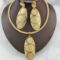 dubai 18k gold plated jewelry set for women necklace earring nigeria wedding accessorie party daily wear trendy jewelry