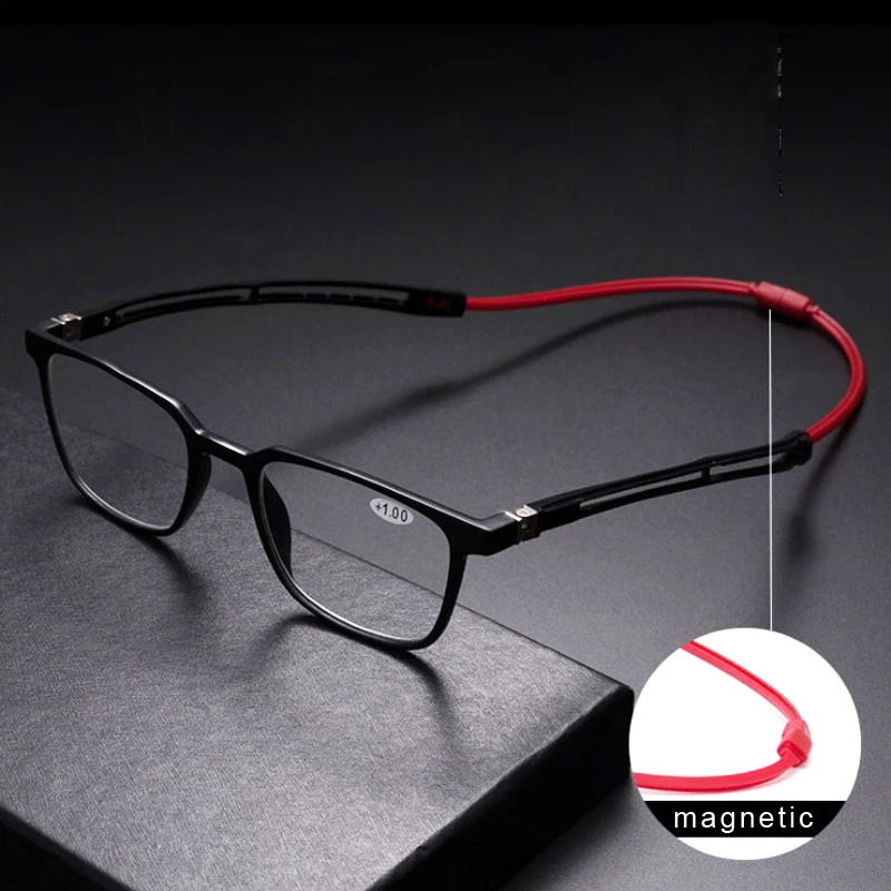 Telescopic Magnetic Reading Glasses for Men Reading Eye Hang on The Neck Close-up Glasses with Magnet