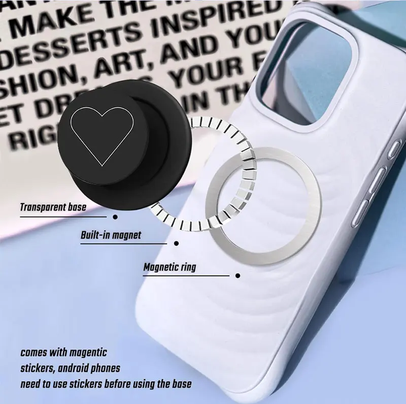 Фото Магнитный держатель для телефона Popped Magnetic Phone Socket для MagSafe, совместимый с iPhone 17, 16, 15, 14 Pro Max Plus - в форме сердца №5