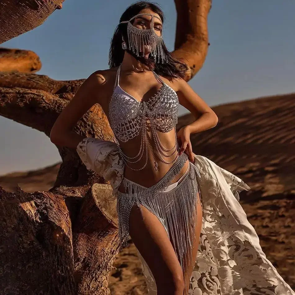 Сексуальный бюстгальтер со стразами и стринги для женщин бикини ночной клуб