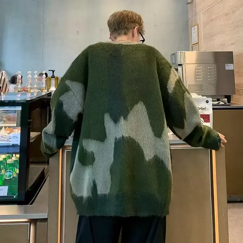 Свитер мужской в винтажном американском стиле цветной блокирующий вязаный Топ