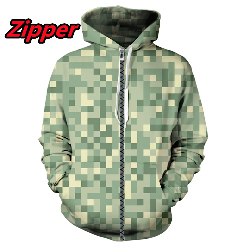 

2022 New fashion multi-color camo clothing 3D printed men's and women's pullover sweatshirt casual zipper hoodie jacket top 6XL
