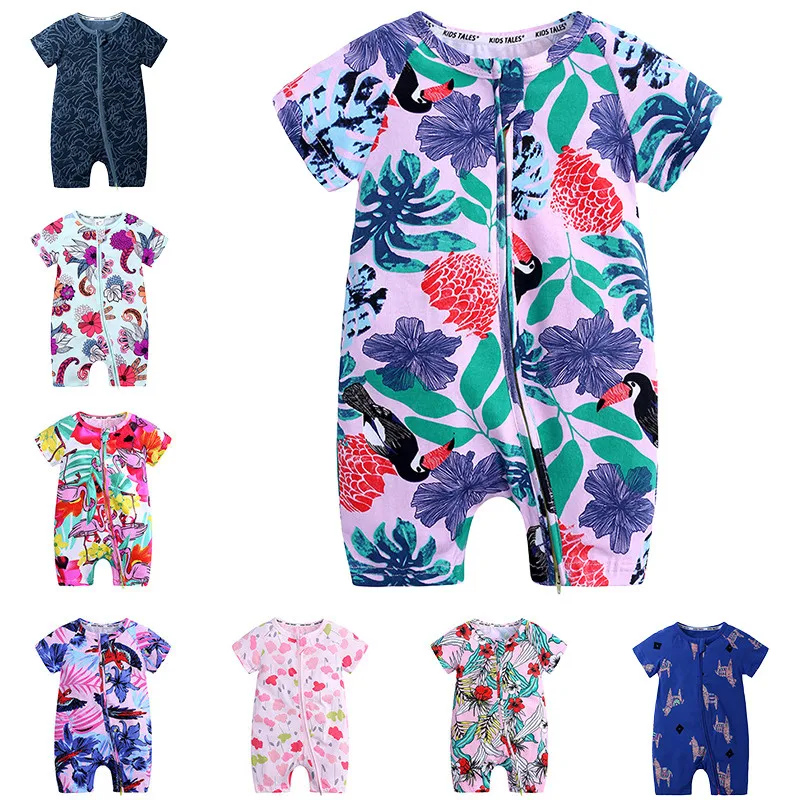 Summer Short Sleeves Cotton Baby Romper Cartoon Print Baby Girl Romper Jumpsuits Newborn Photography Romper Newborn Baby Clothes