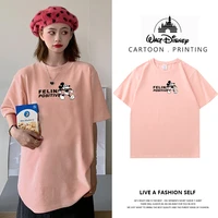 100 cotton 2022 new disney mickey short sleeved t shirt womens cute age reducing all match casual couple tops
