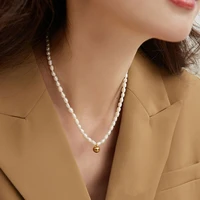 titaniunm natural pearl beads necklace women jewelry punk designer runway rare simply gown boho japan korean