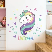 3060cm cartoon rainbow unicorn sticker diy scrapbooking girl bedroom bedside wall decoration self adhesive wall scene stickers
