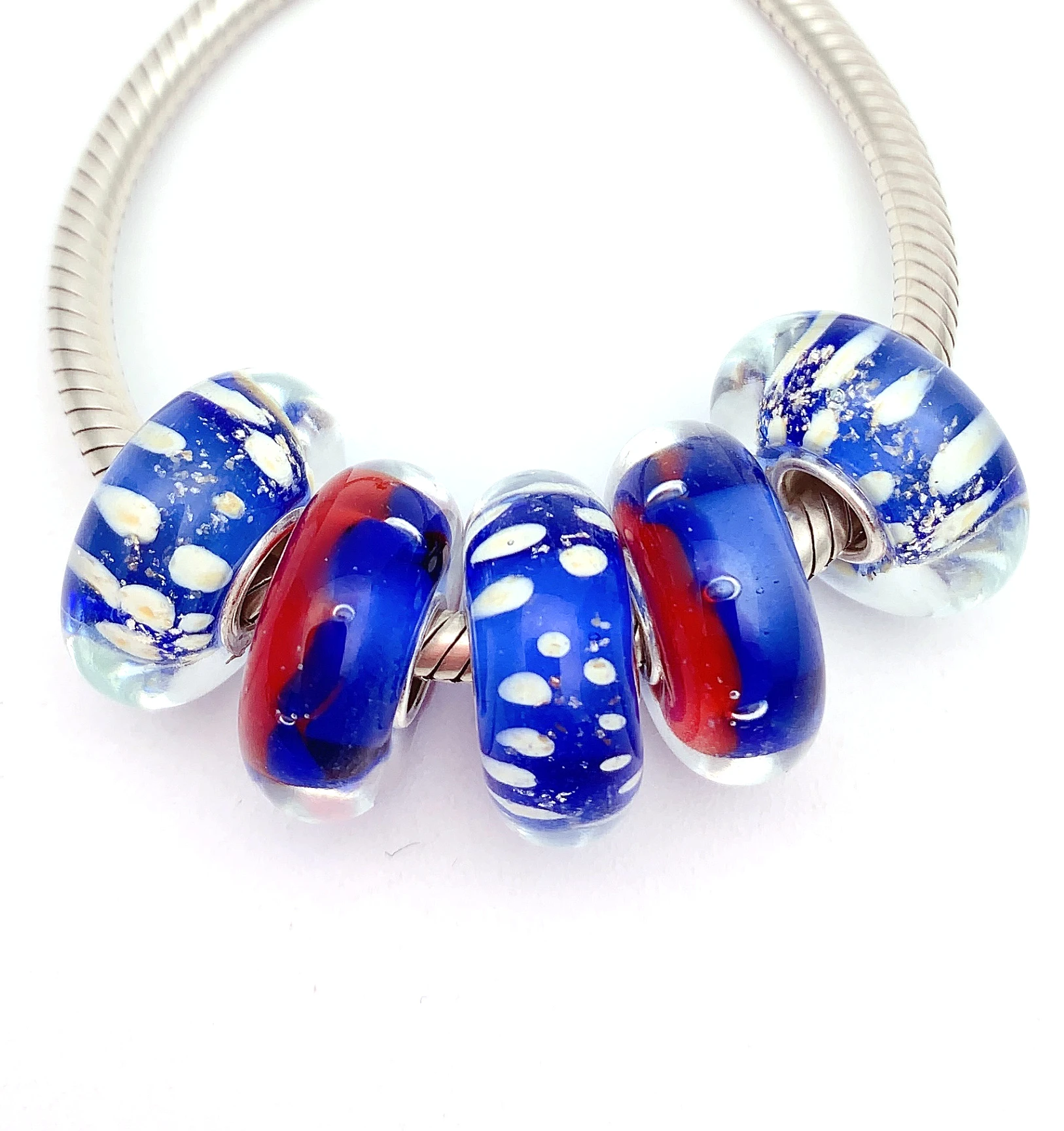 

XHYG85 5X 100% Authenticity S925 Sterling Silver Beads Murano Glass beads Fit European Charms Bracelet diy jewelry Lampwork