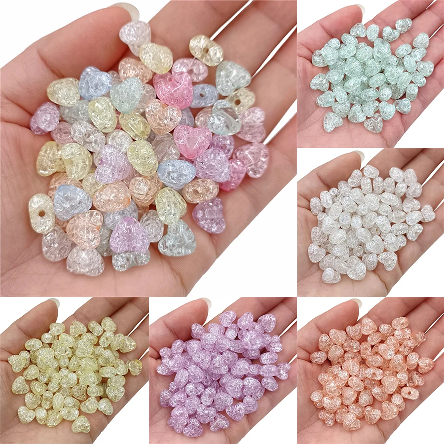 

20Pcs 9.8*11mm Heart Shape Loose Beads Crack Charms DIY Beads For Jewelry Making Handing Craft Jewelry Accessorie