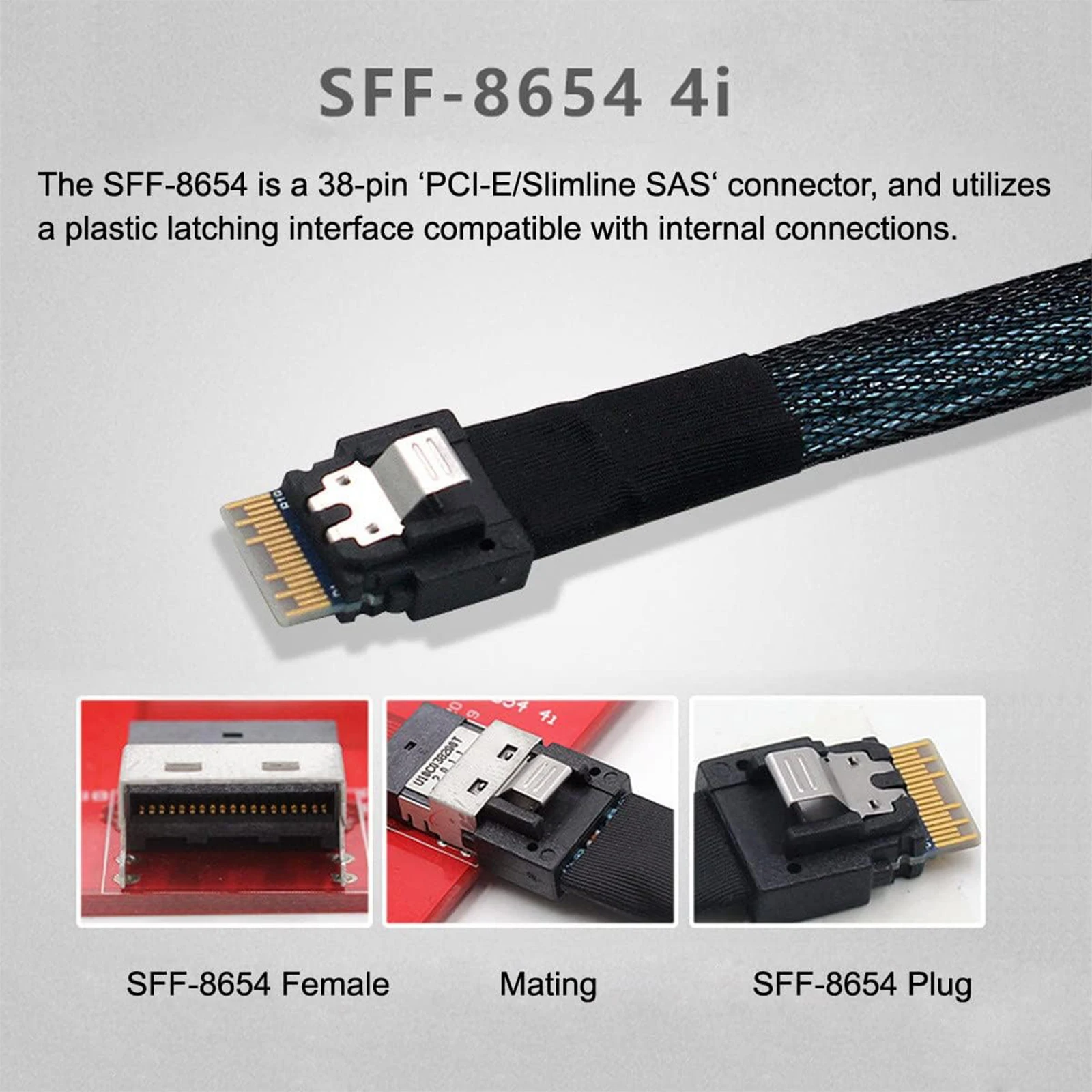 Фото Кабель-удлинитель NGFF M.2 NVME M-Key SSD (штекер-гнездо) 40 см с адаптером SFF-8654 для материнской платы SSD 2280/22110-A79U №5