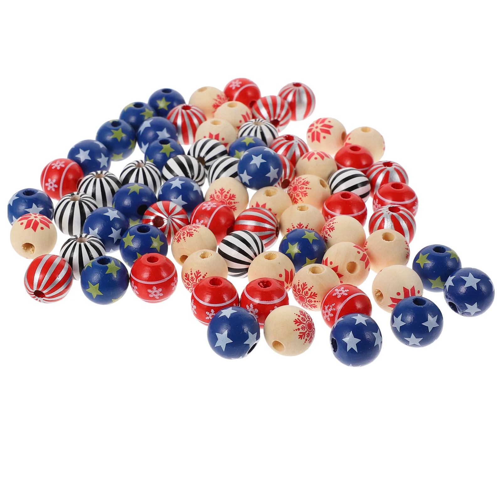 

Beads Christmas Wooden Round Wood Farmhouse Snowflake Spacer Colorful Craft Loose Rustic Naturalbead Bracelet Jewelry Color