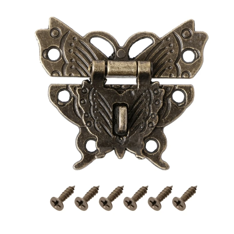 

M6CF Retro Vintage for butterfly for LATCH Hasp Wooden Jewelry Box for CASE Lock Pad