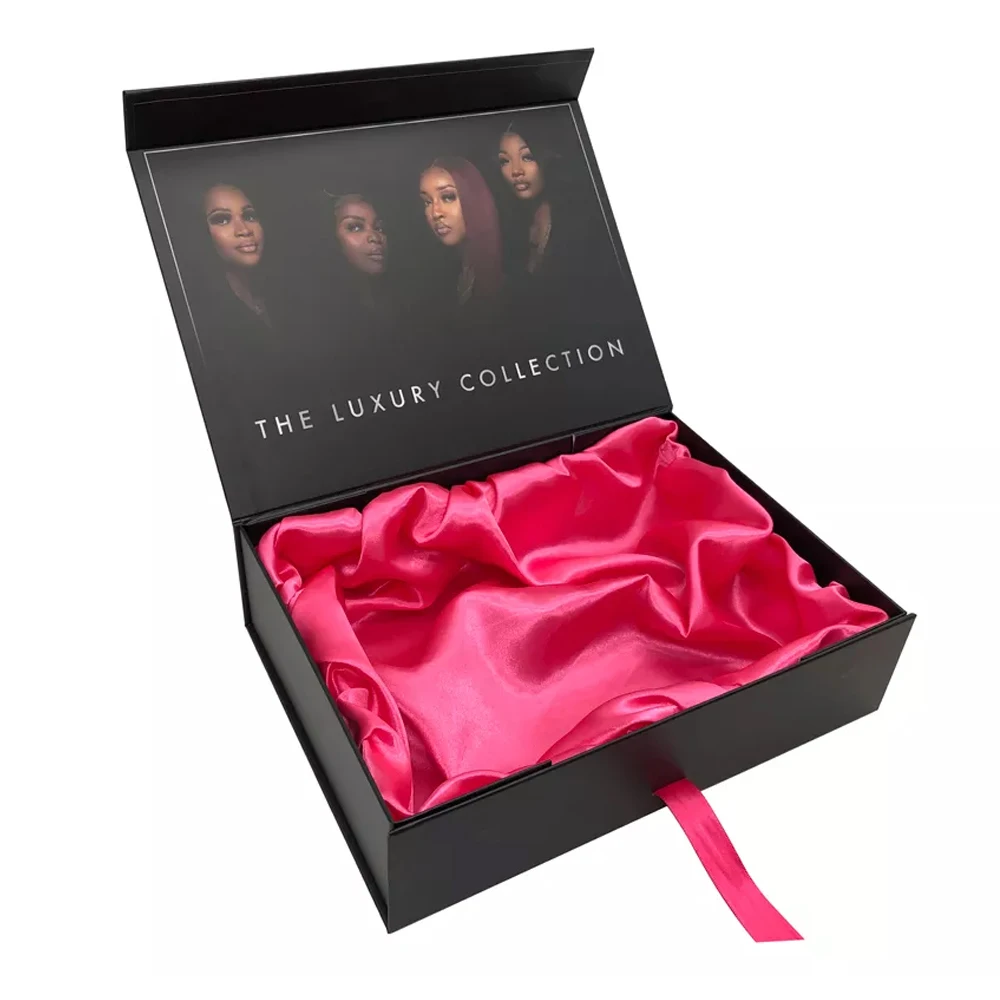 Luxury Clothing Foldable Gift Box with Ribbon Closure Skincare Magnetic Gift Box White Packaging for Handbag Hair