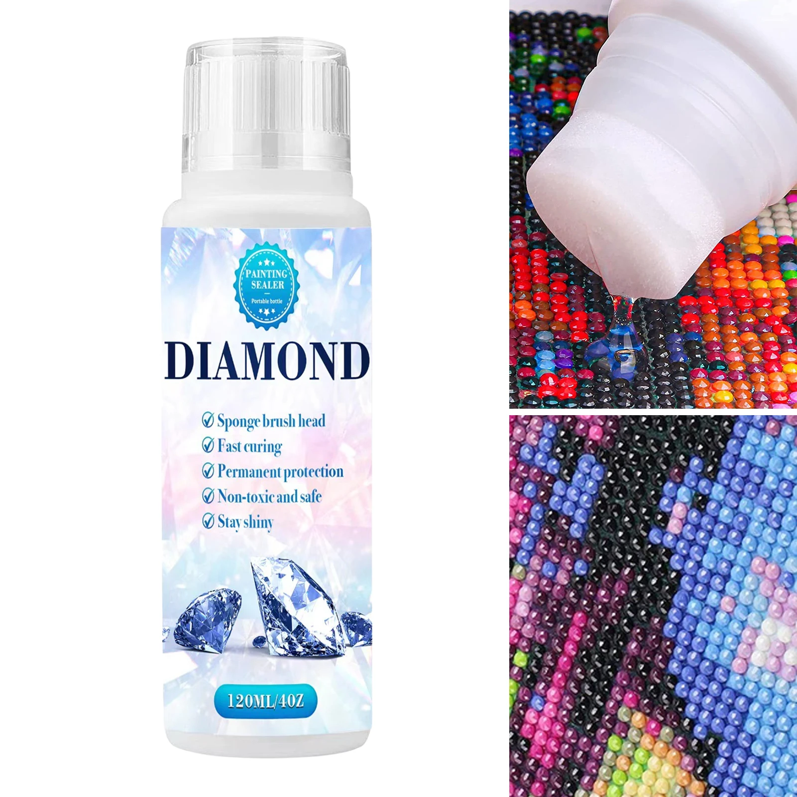 

Diamond Art Sealer 120ml/4 Oz 5D Diamonds Painting Glue Diamond Art Sealer For Shine Effect & Permanent Hold Diamonds Painting