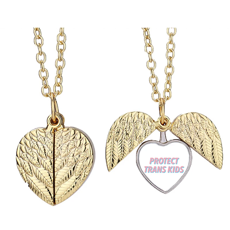 

Protect Trans Kids Kfc Heart Active Angel Wing Necklace Beautiful Pendant Fashion Jewelry
