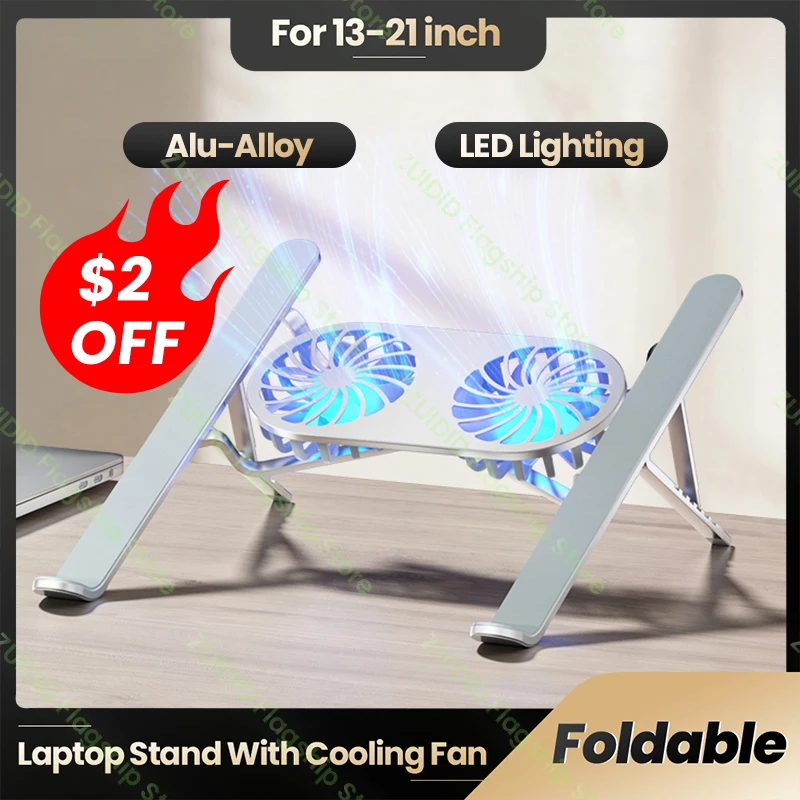 

Laptop Stand WIth LED Cooling Fan For MacBook Pro Foldable Portable Vertical Notebook Laptop Stand For MacBook Air Tablet Stand