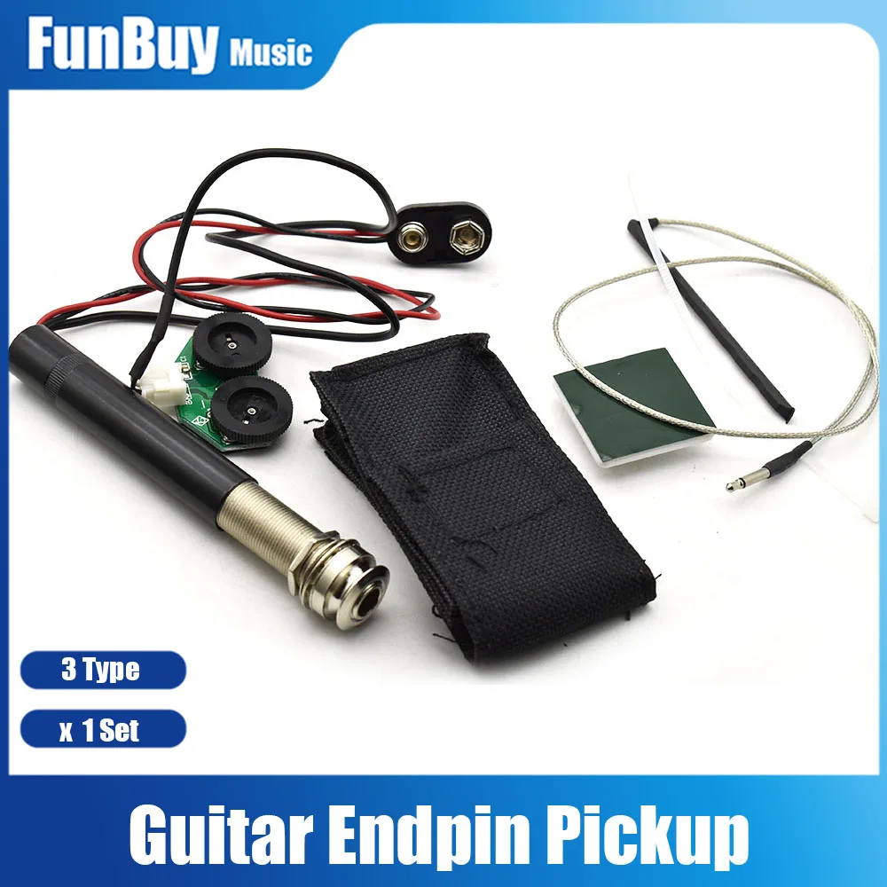 Endpin Jack Preamp Guitar Pickup Kit with Volume and Tone Tuning Control Knob for Acoustic Guitar