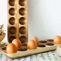 wooden egg storage tray double row non slip egg storage box cooking organizer tools refrigerator case container home kitchen
