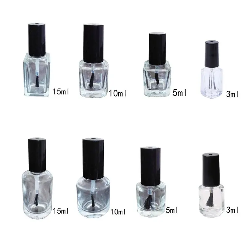 

28ED Empty Glass Nail Polish Bottle Refillable Clear Container Vials with Brush