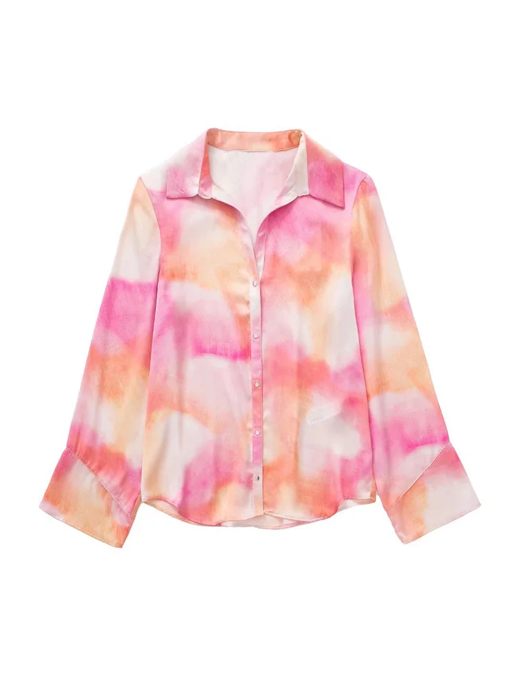 

Блузка Женская атласная с V-образным вырезом и длинным рукавом