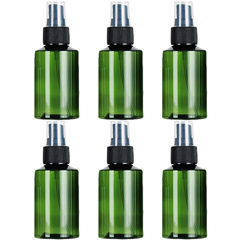 

6Pcs Green PET Travel Spray Bottles 3.4Oz(100Ml) With Black Fine Misting Sprayers For Cleaning Gardening Kitchen Plants