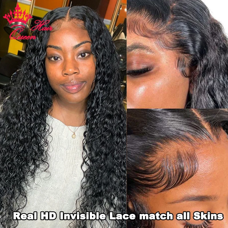 Фото Real Invisible HD Lace Wigs Deep Curly Wave Natural Hairline Human Raw Hair Wigs Indian Pre-plucked Lace Front Human Hair Wigs №3