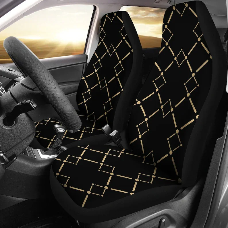 

Black Diamond Pattern Car Seat Covers Pair, 2 Front Seat Covers, Car Seat Protector, Car Accessories