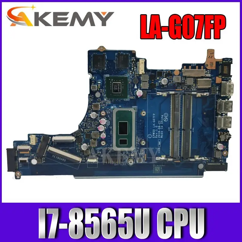 

Akemy For HP 250 G7 256 G7 15-DA Laptop motherboard l65507-001 L35241-601 EPW50 LA-G07FP Mainboard With 2GB SRFFW I7-8565U