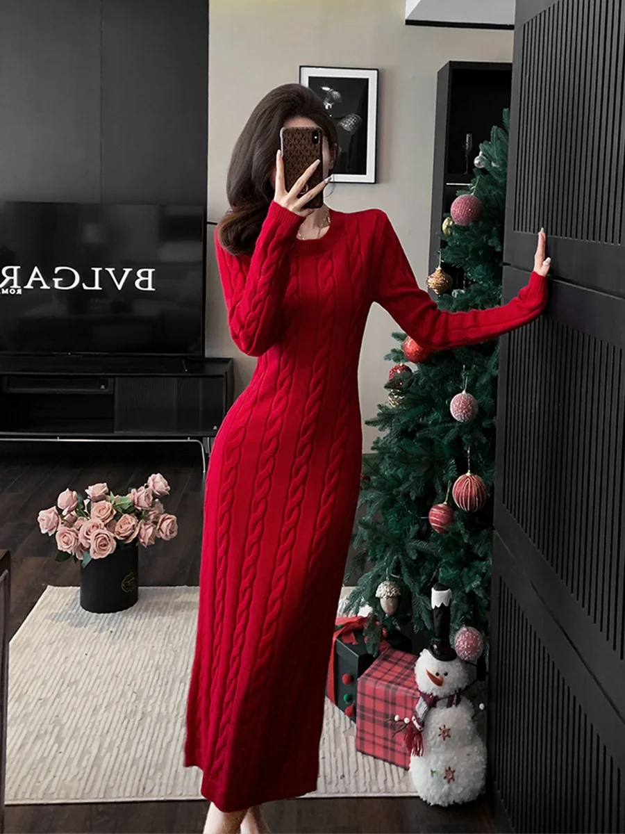 Idle Sle Осенне-зимний утолщенный свитер с круглым вырезом и длинными рукавами