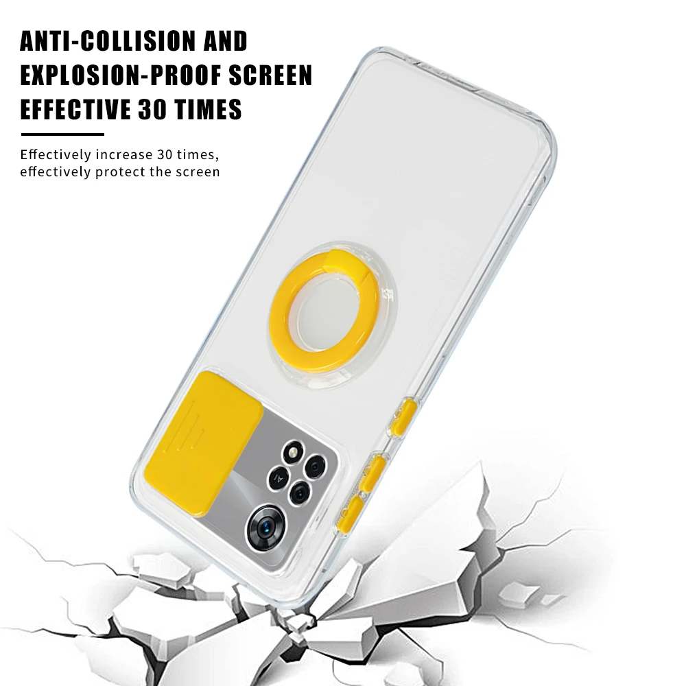 Чехол для телефона с нажимным кольцом-объективом Xiaomi Poco X4 Pro противоударный